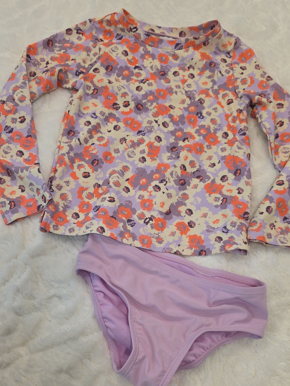 GAP Girls' Lavender Floral Long-Sleeve Rashguard Set - Coral & Lilac